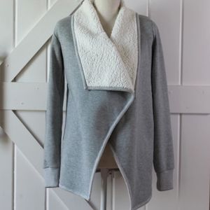 Abercrombie & Fitch Sherpa Long Sleeve Draped Cardigan Sweater XS